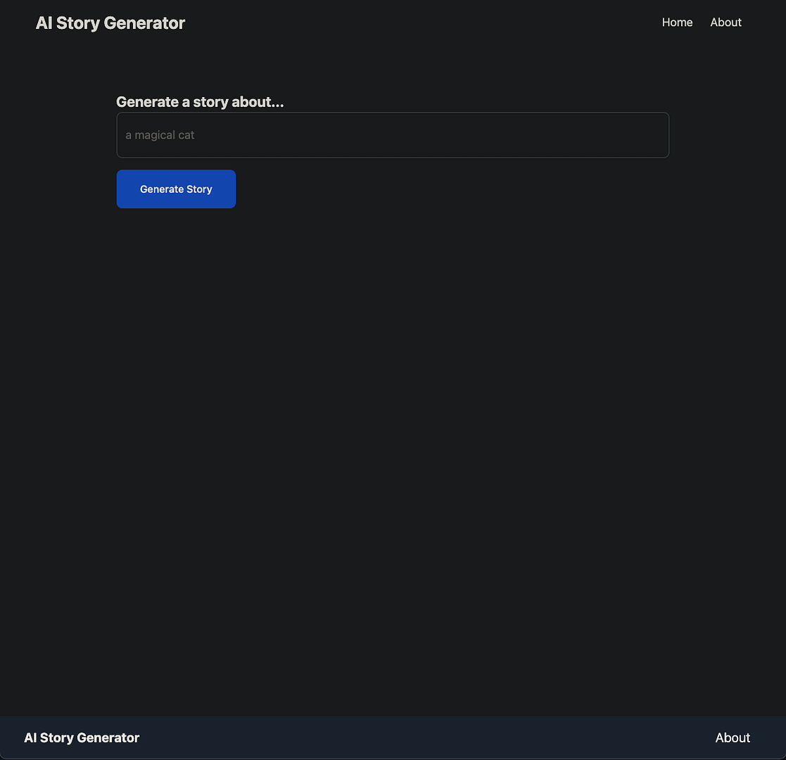 Preview of AI Story Generator Website