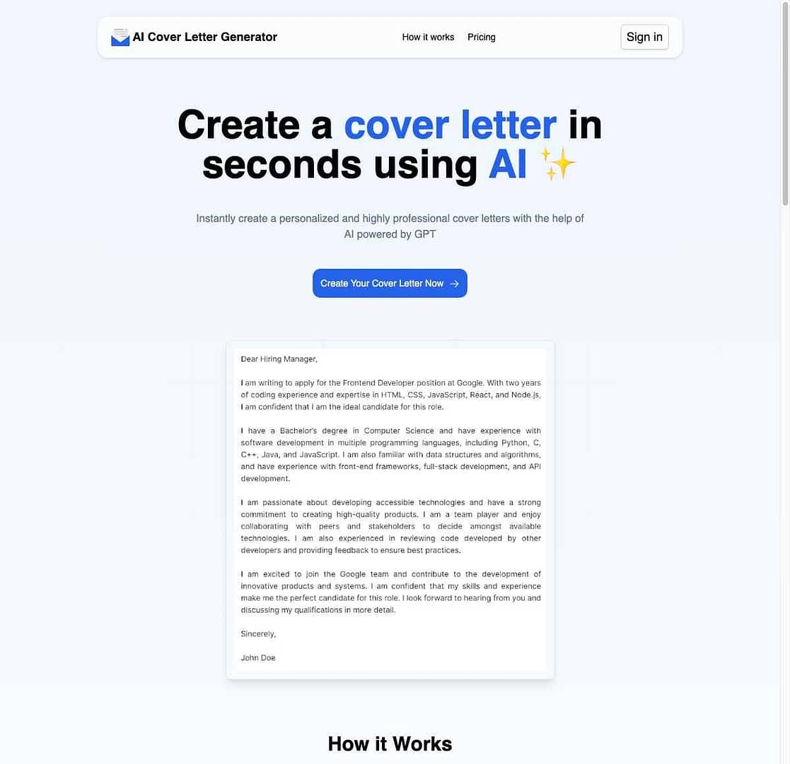 AI Cover Letter Generator Best of Ai Tools