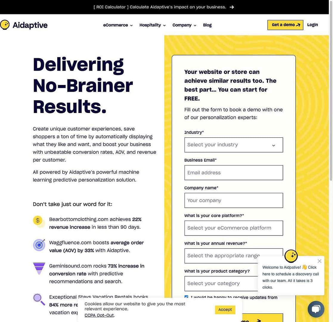 Preview of Aidaptive Website Homepage
