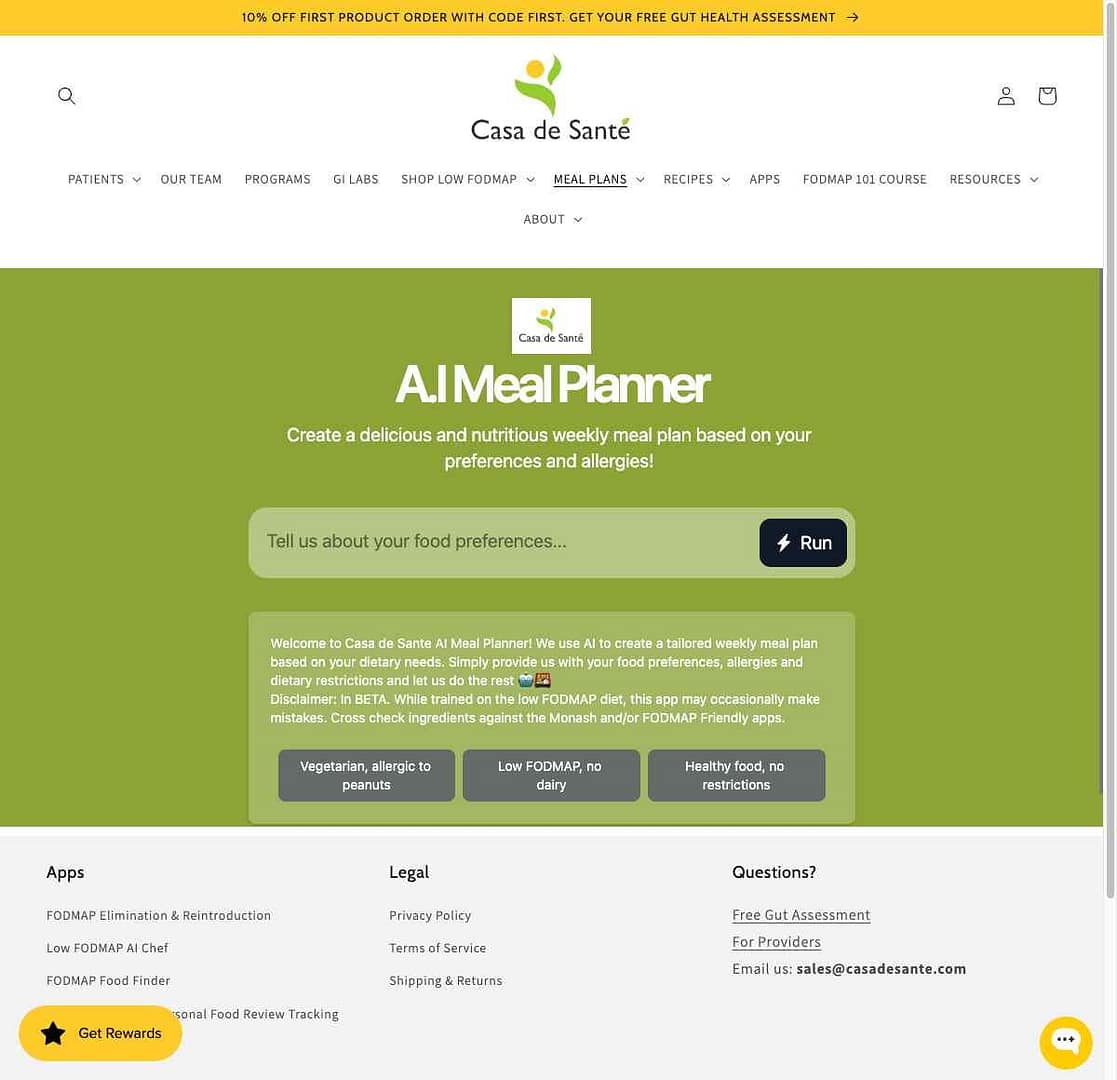 Preview of AI Meal Planner Website