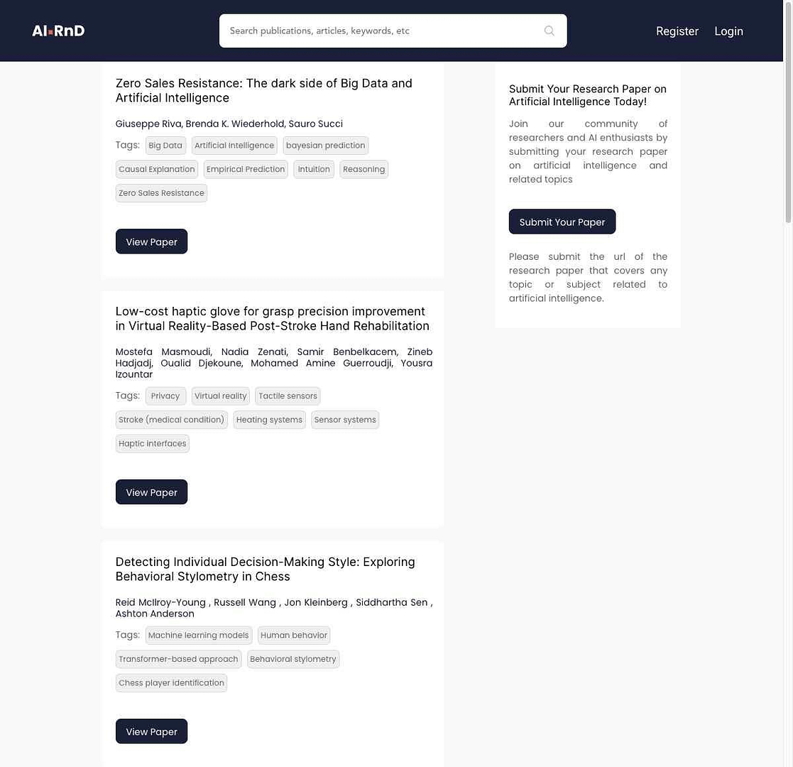 Preview of AI-RnD Website Homepage