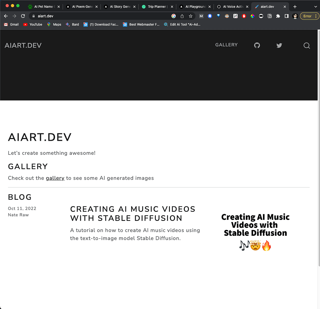 Preview of AIART.DEV Website Homepage
