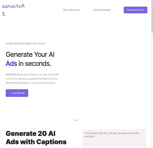 Preview of adswithAI Website Homepage