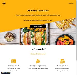 Preview of AI Recipe Generator Website