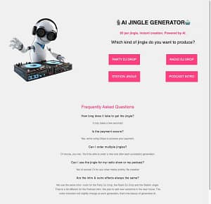 Preview of AI Jingle Generator Website
