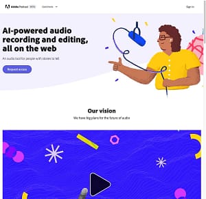 Preview of Adobe Podcast Website Homepage