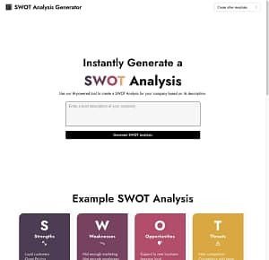 Preview of SWOT Analysis Generator Website