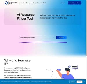 Preview of AI Resource Finder Tool Website