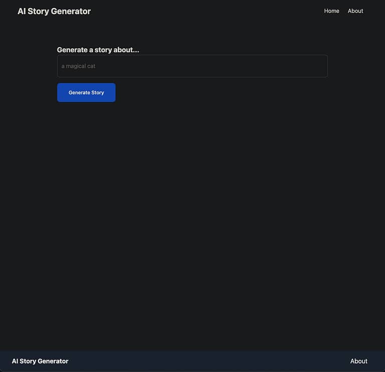 Preview of AI Story Generator Website