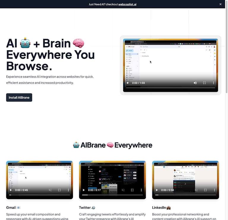 Preview of AIBrane Website Homepage