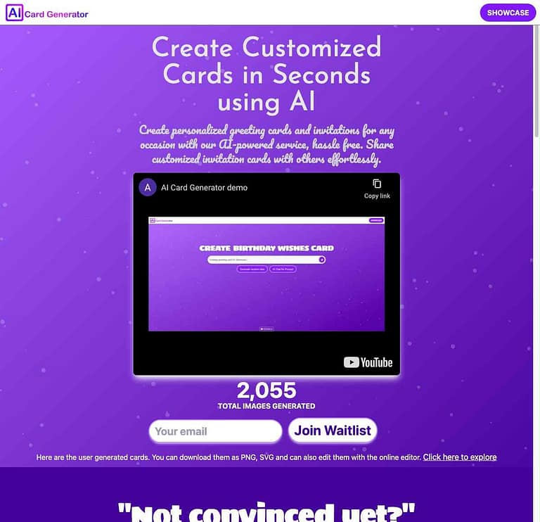 Preview of AI Card Generator Website Homepage